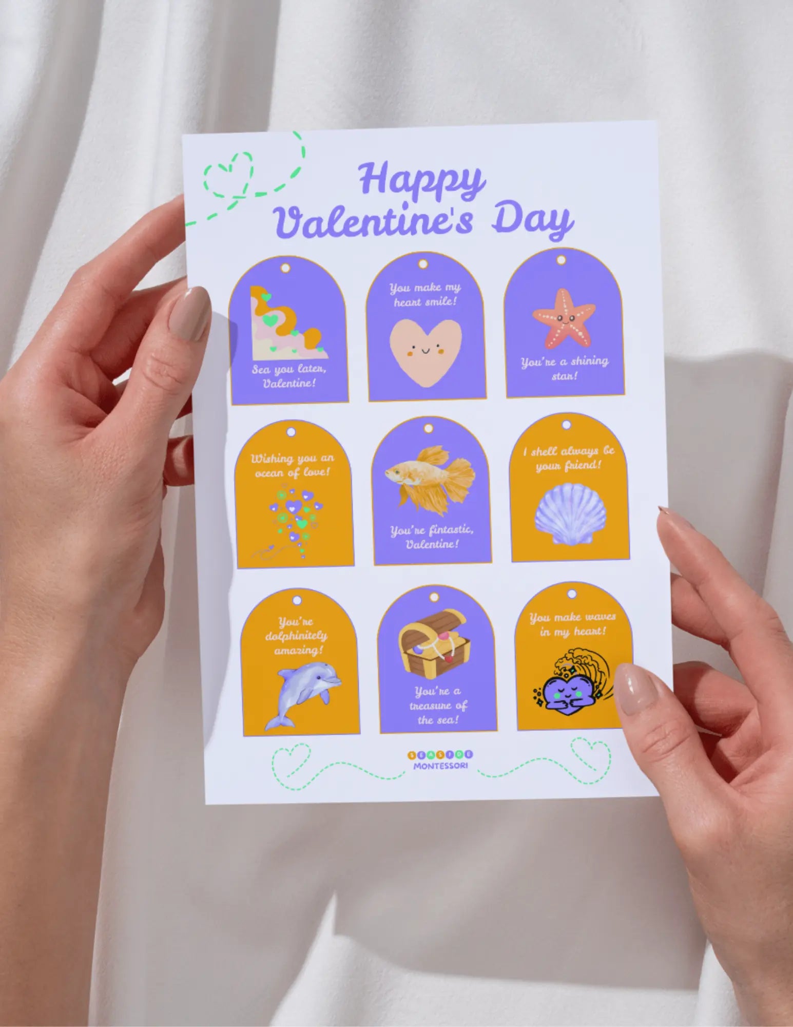 Free Printable: Seaside Valentine Classroom Cards Seaside-Montessori