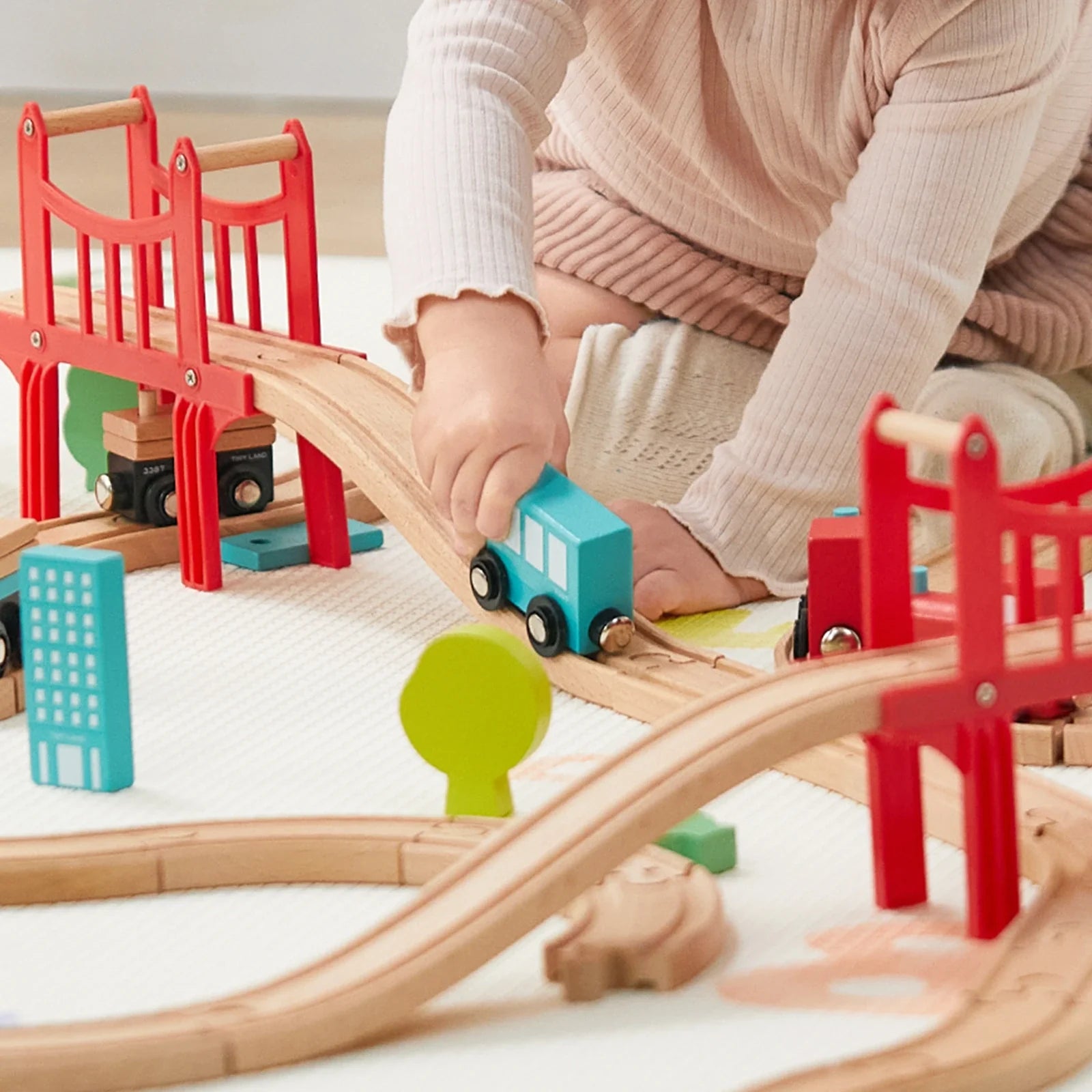 Tiny Land® Wooden Train Set for Children 