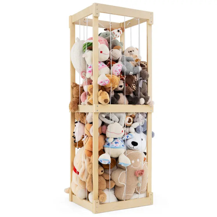 Large Stuffed Animal Storage with Open Top &amp; Elastic Cords Seaside-Montessori
