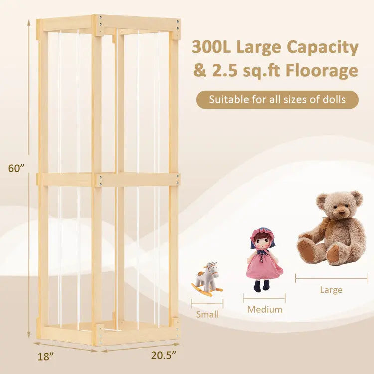 Large Stuffed Animal Storage with Open Top &amp; Elastic Cords Seaside-Montessori