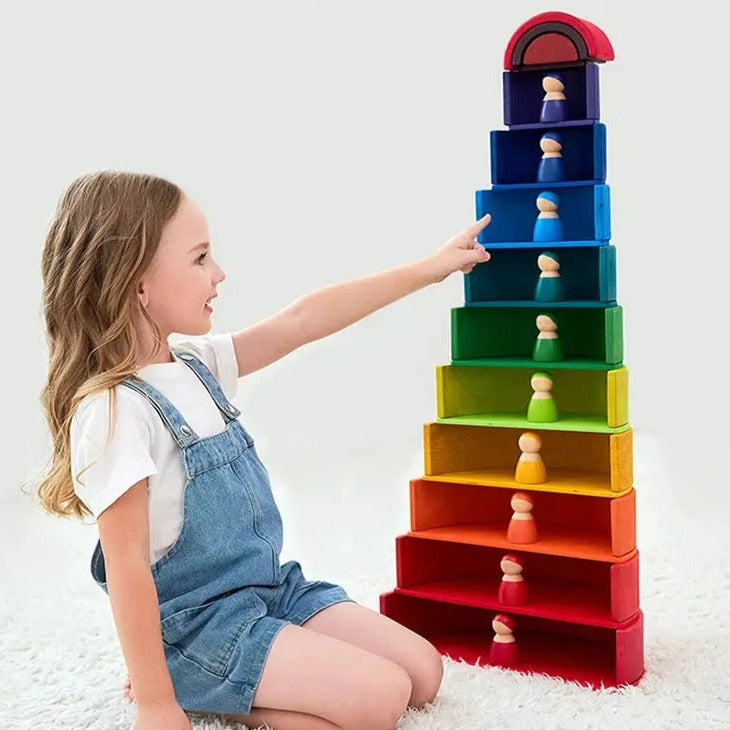 Wooden Rainbow Wonder Blocks - Seaside-Montessori