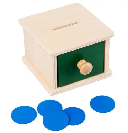 Young children wooden toys Montessori early education puzzle development enlightenment shape drawer target box coin three-color game Hypersku