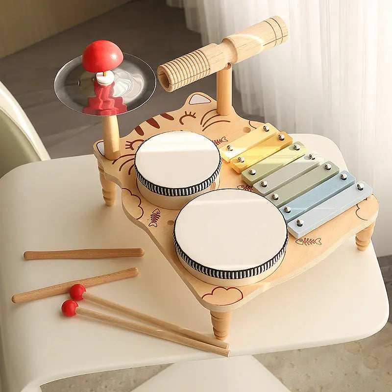 Multifunctional Wooden Drum Stand - Seaside-Montessori