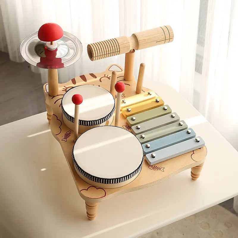 Multifunctional Wooden Drum Stand - Seaside-Montessori