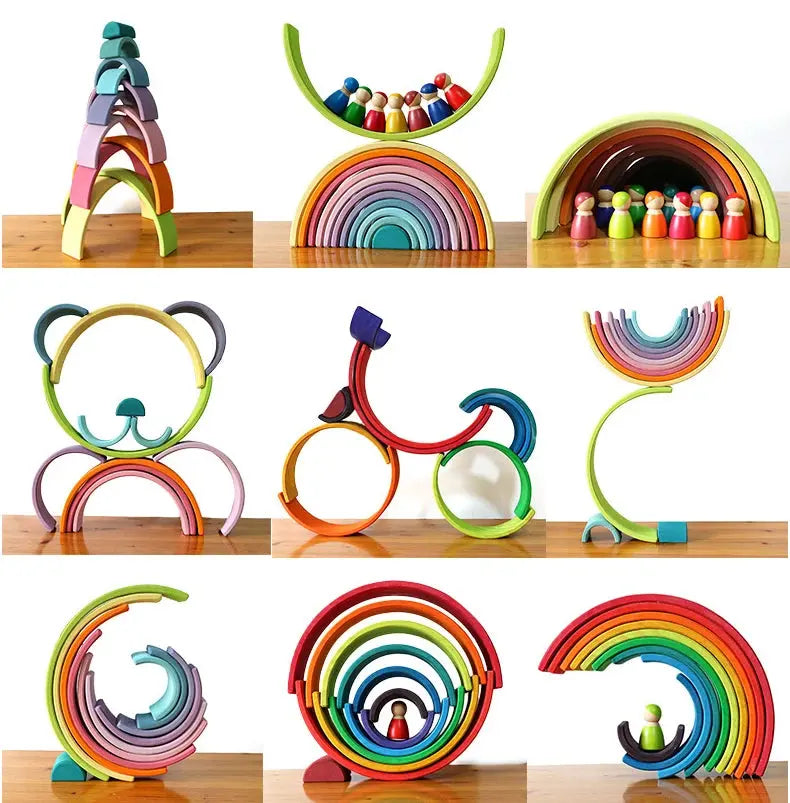 Wooden Rainbow Wonder Blocks - Seaside-Montessori