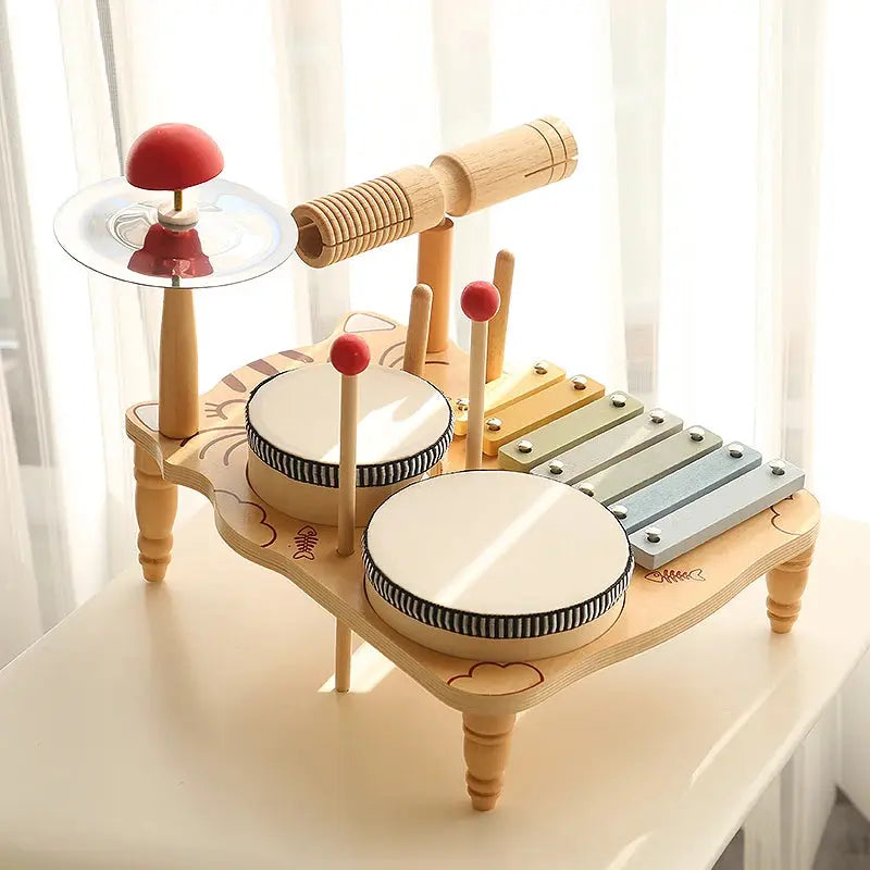 Multifunctional Wooden Drum Stand - Seaside-Montessori