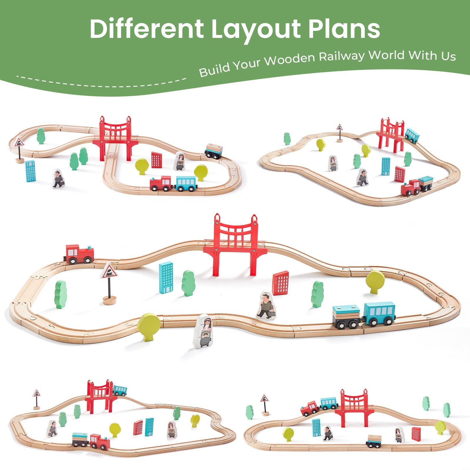 Tiny Land® Wooden Train Set for Children 