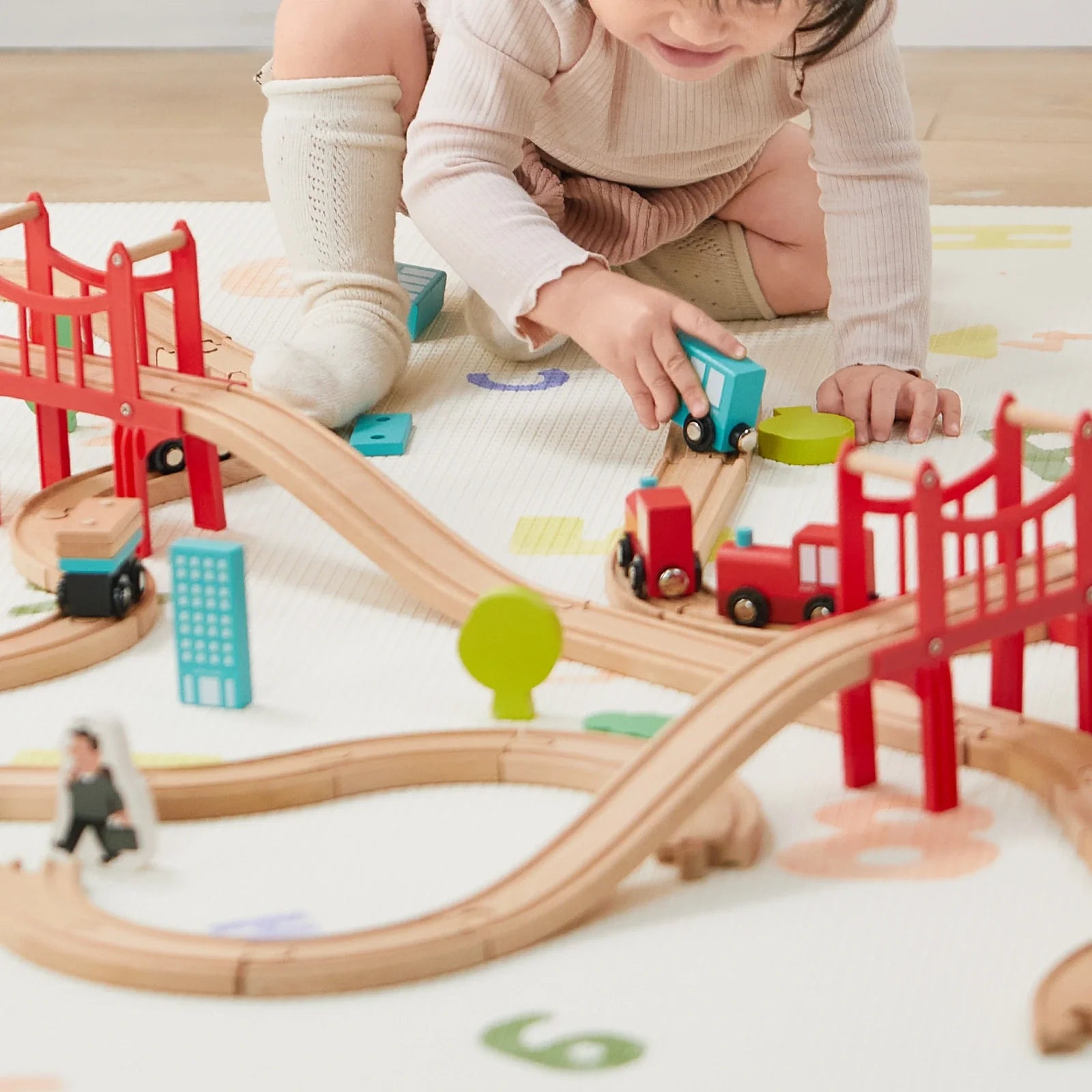 Tiny Land® Wooden Train Set for Children 