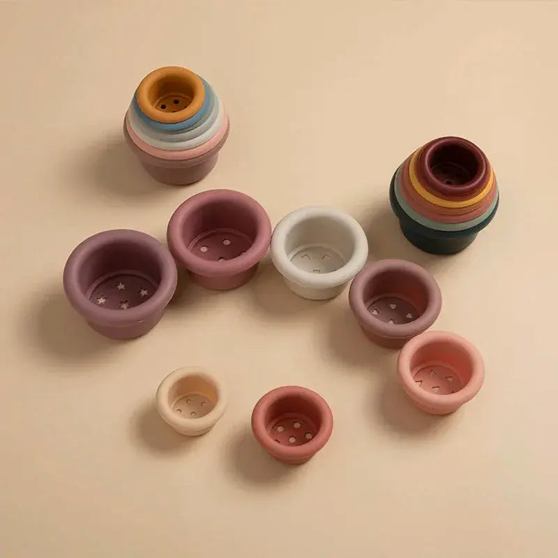 Silicone Stackable Cups Seaside-Montessori