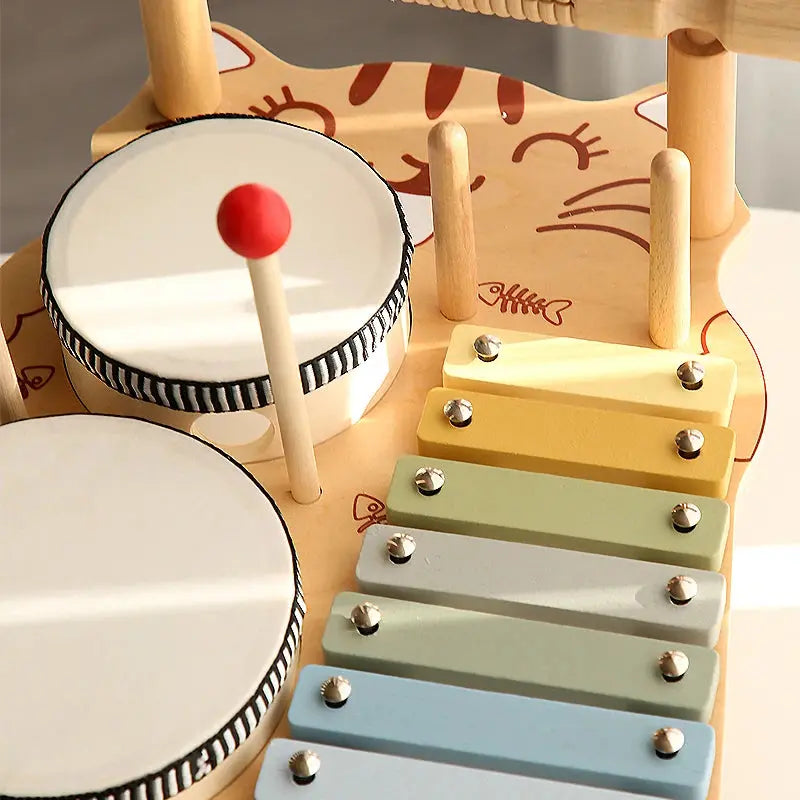 Multifunctional Wooden Drum Stand - Seaside-Montessori