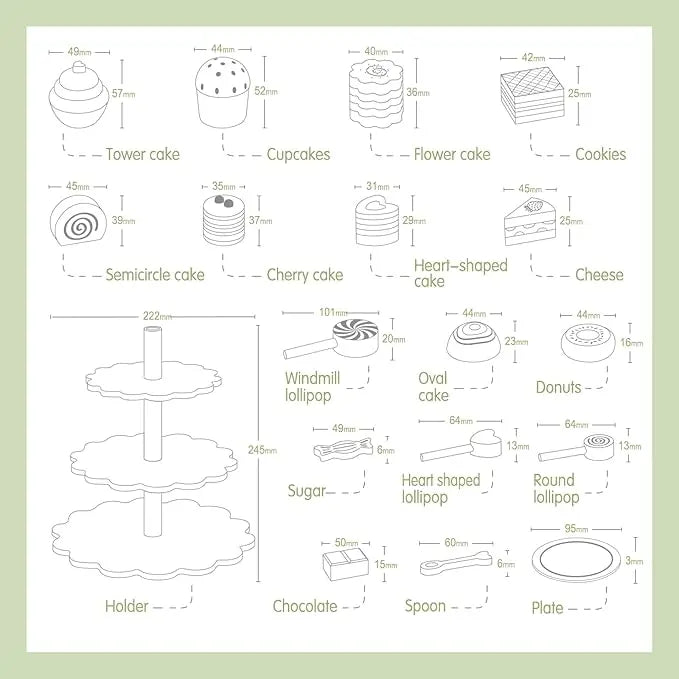Wooden High Tea Cake Set Seaside-Montessori