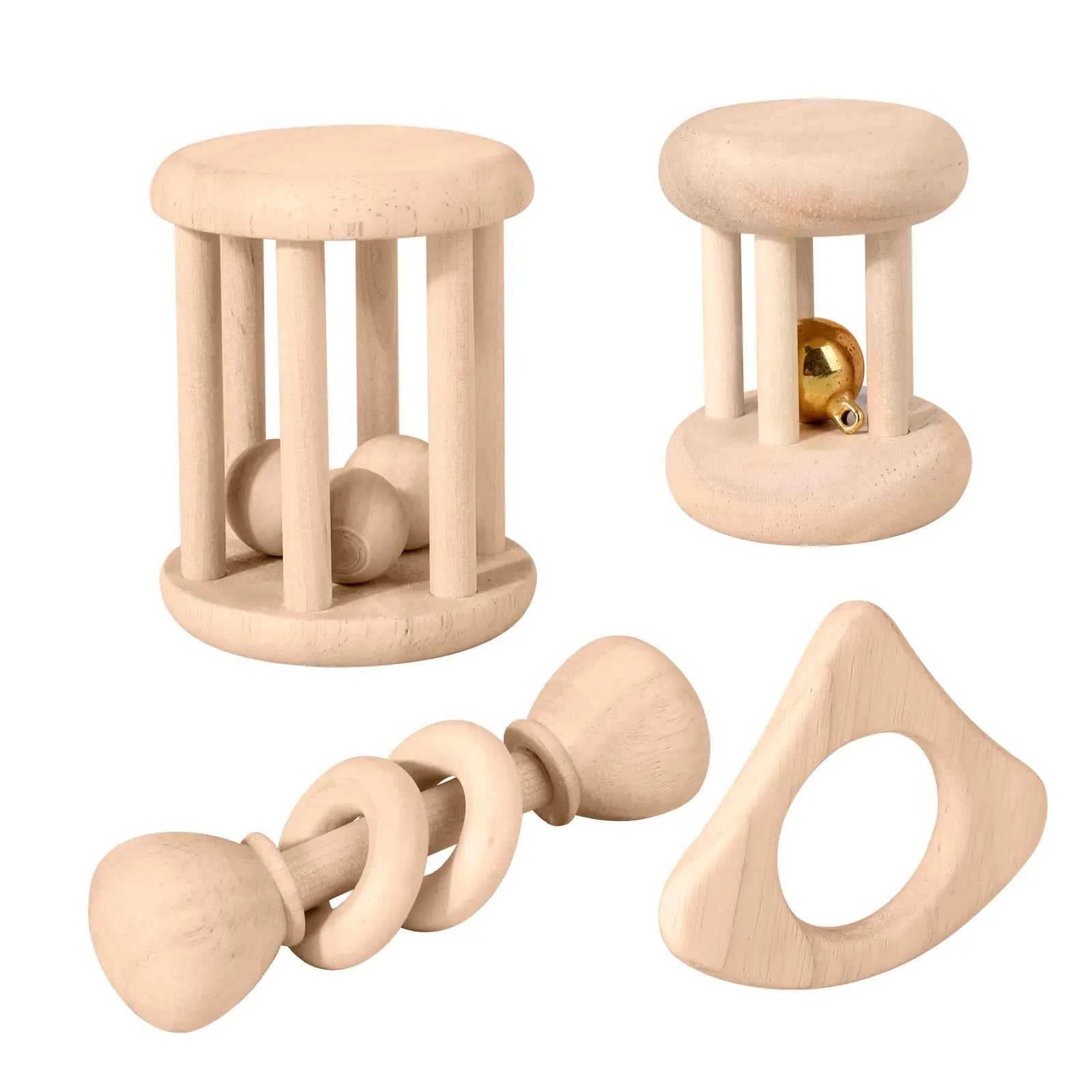 Wooden Four-Piece Rattle Set Seaside-Montessori