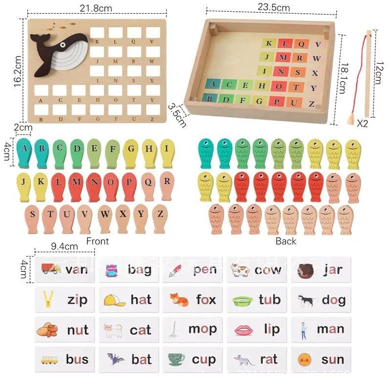 Wooden Words Fishing Puzzle Seaside-Montessori