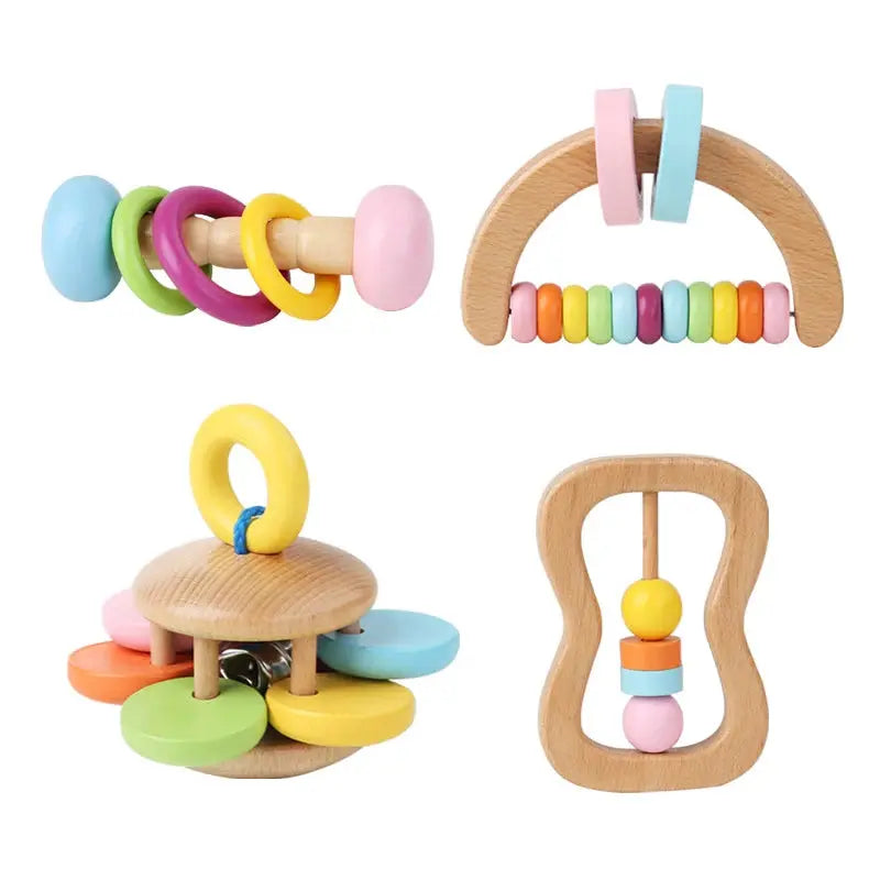 Wooden Four-Piece Rattle Set Hypersku