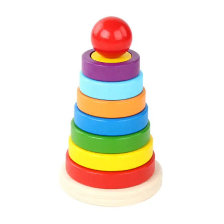 Wooden Rainbow Tower Double Stacked - Seaside-Montessori