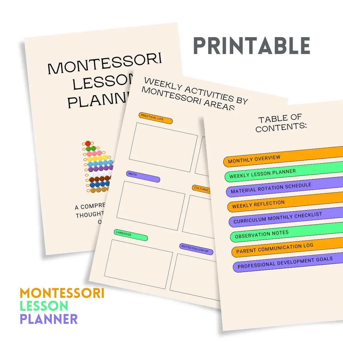 Montessori Lesson Planner – Printable Seaside-Montessori