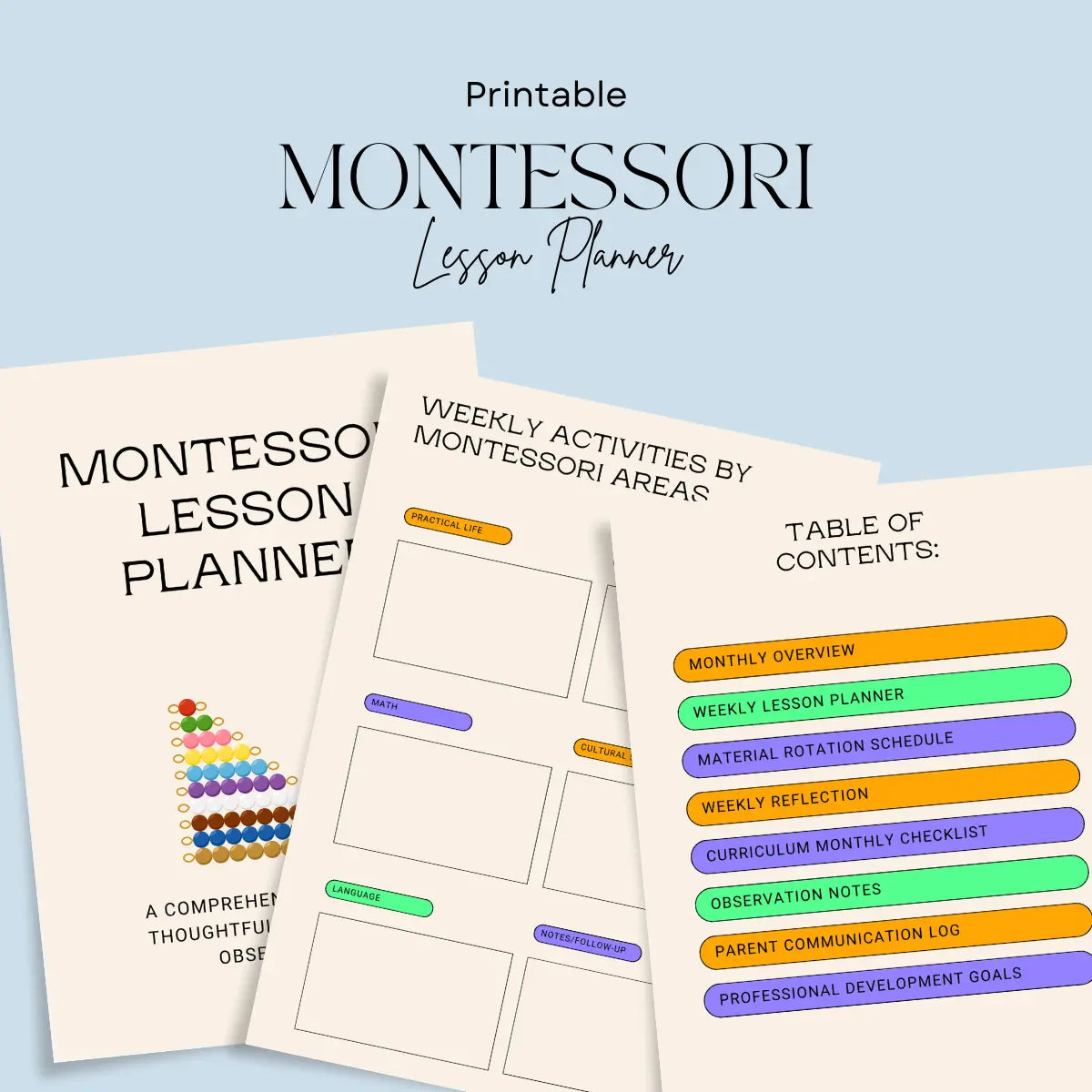 Montessori Lesson Planner – Printable Seaside-Montessori