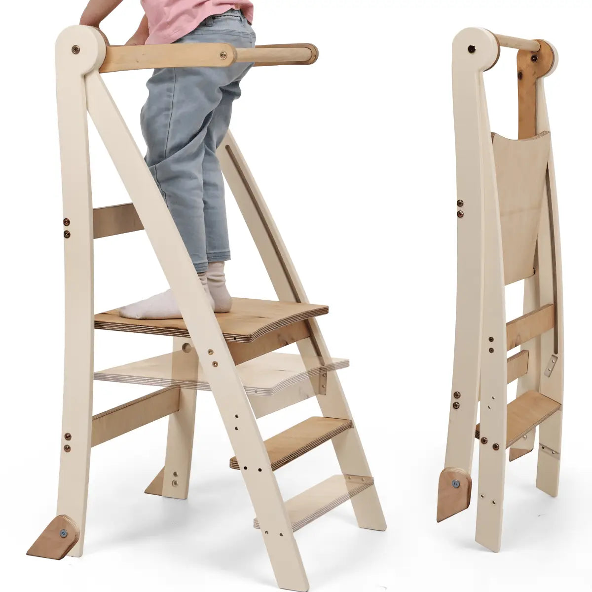 Adjustable Montessori Tower – Kids Step Stool for Toddlers (2-in-1 Height Levels) Goodevas
