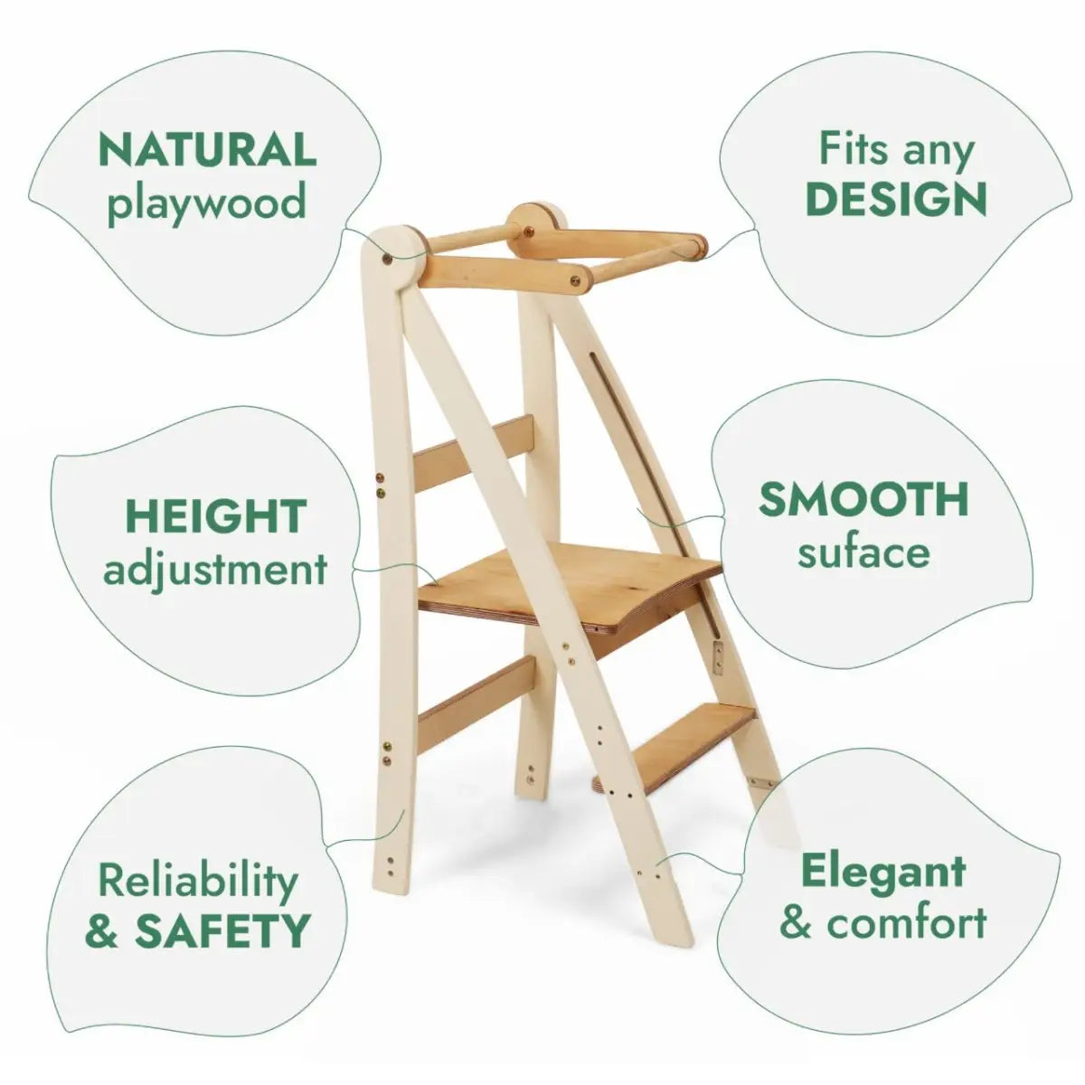 Adjustable Montessori Tower – Kids Step Stool for Toddlers (2-in-1 Height Levels) Goodevas