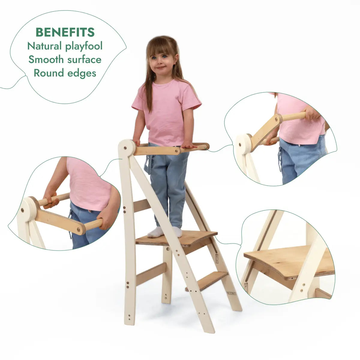 Adjustable Montessori Tower – Kids Step Stool for Toddlers (2-in-1 Height Levels) Goodevas
