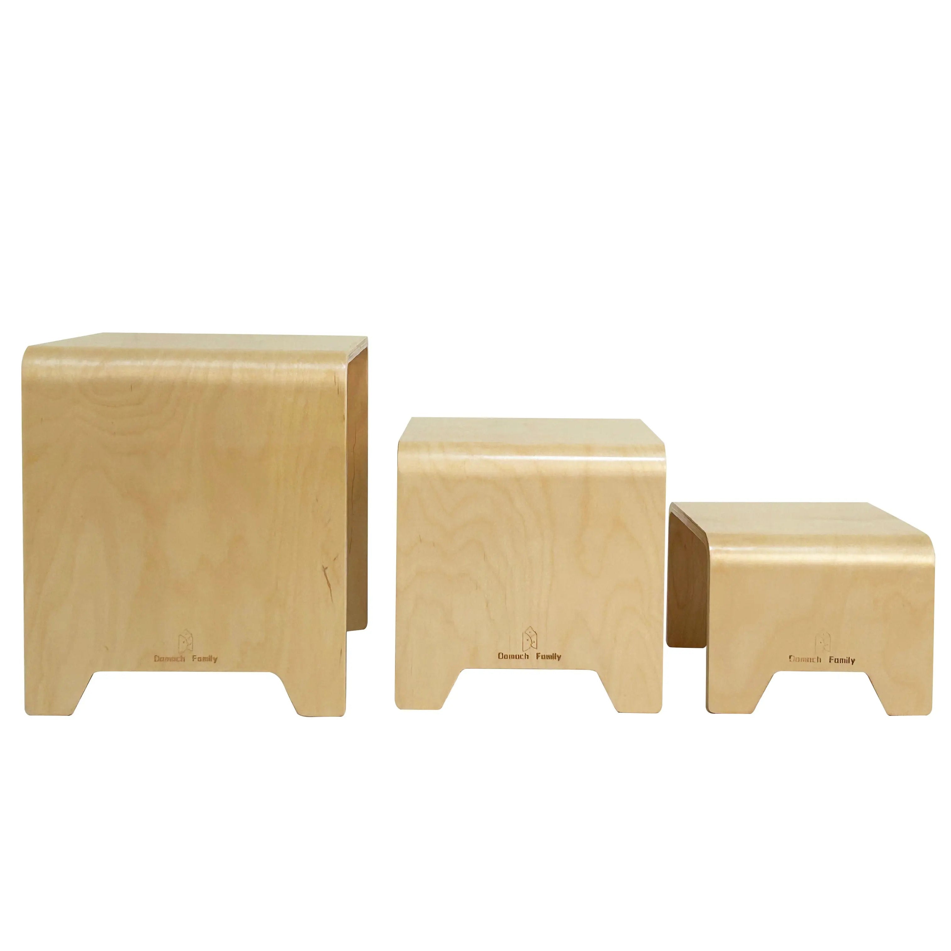 Damoch Stackable Wooden Kids Stool 3 Pieces Set Seaside-Montessori