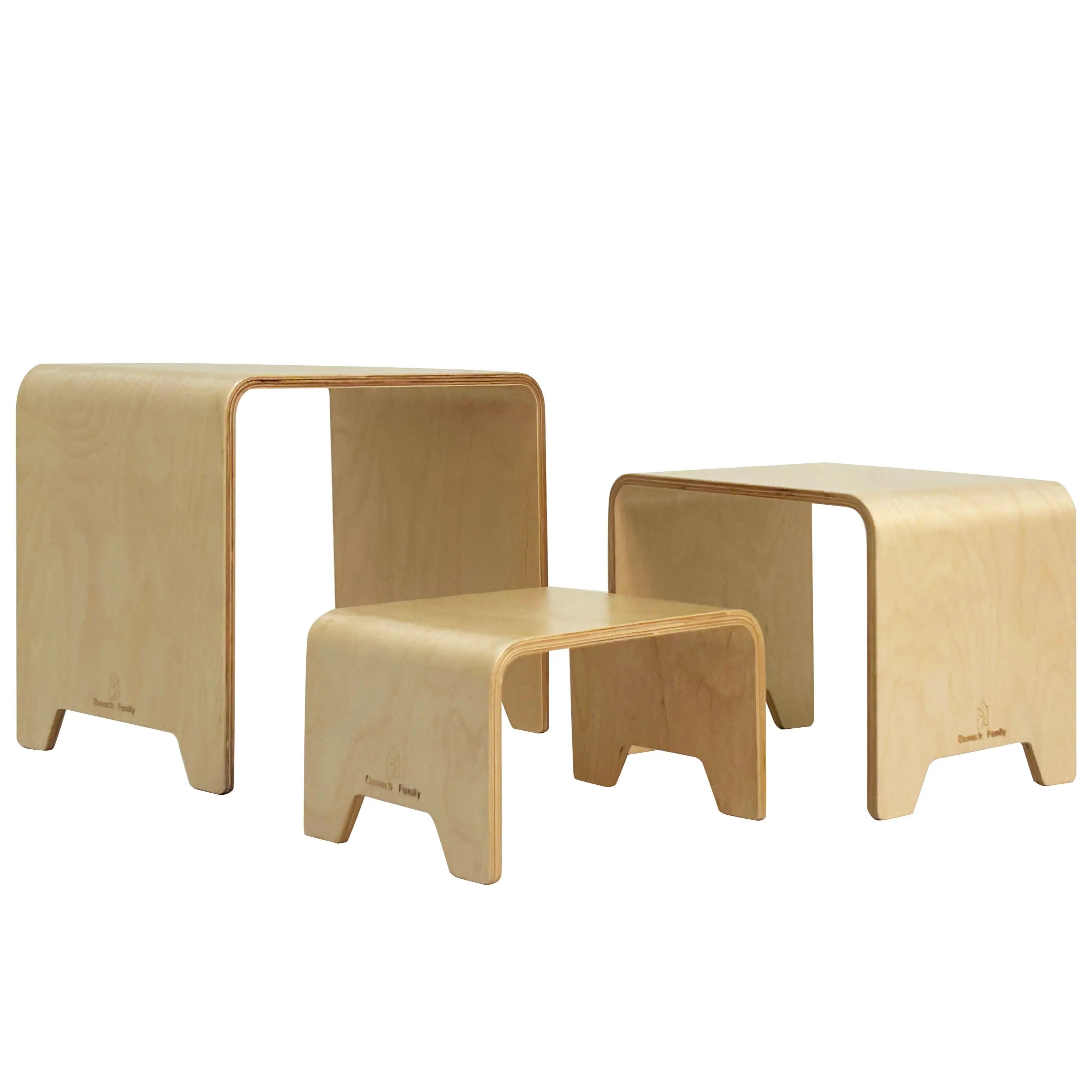 Damoch Stackable Wooden Kids Stool 3 Pieces Set Seaside-Montessori