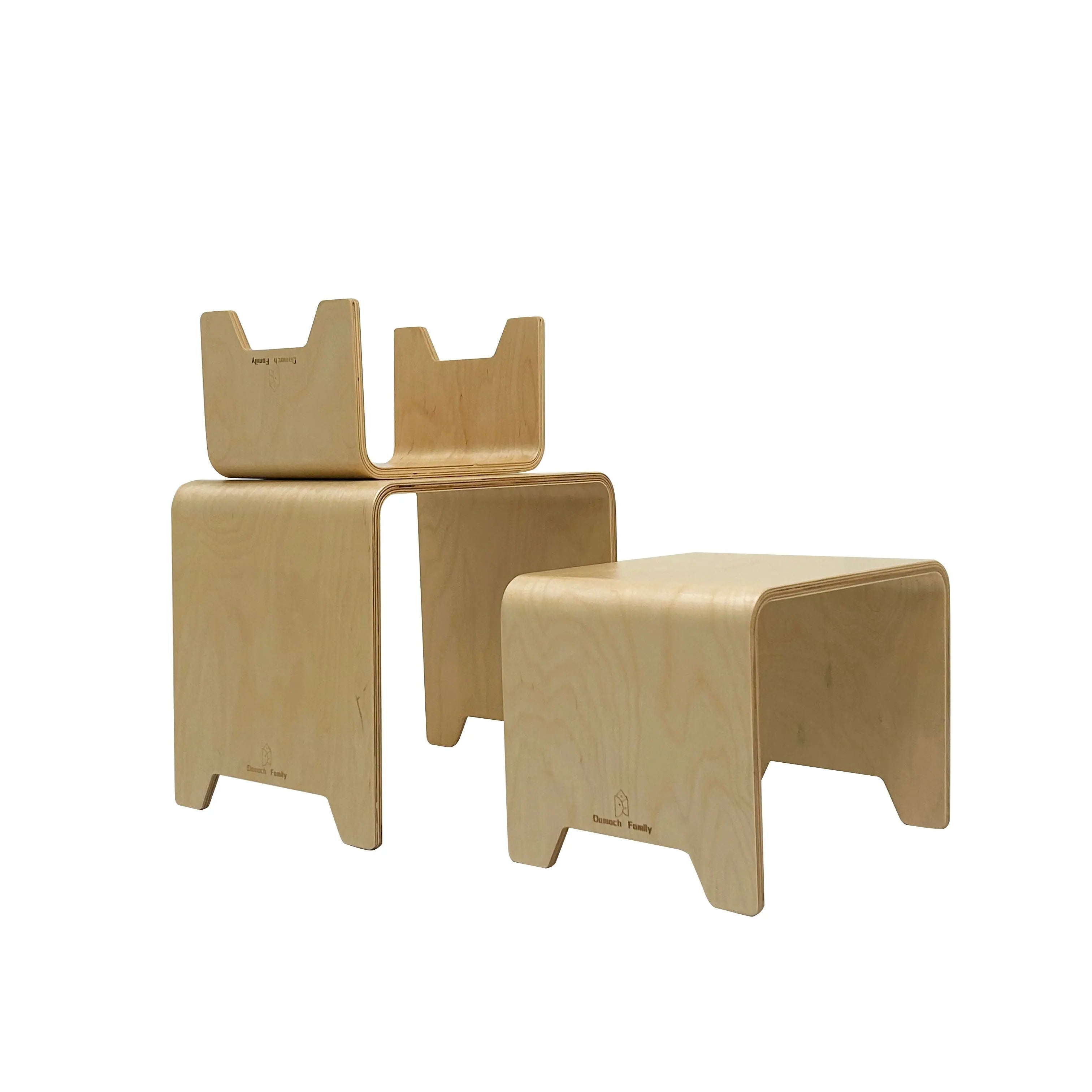 Damoch Stackable Wooden Kids Stool 3 Pieces Set Seaside-Montessori