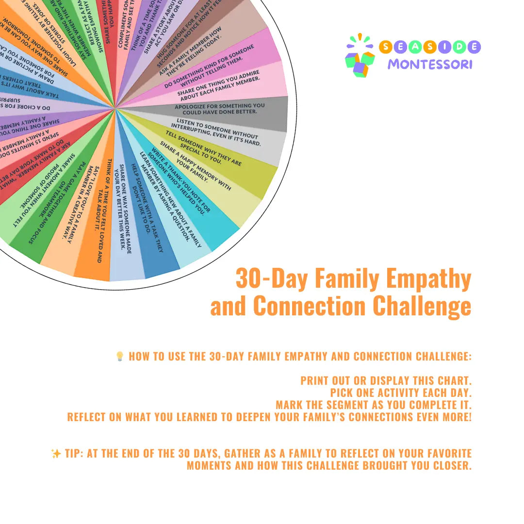 Free Printable: 30-Day Family Empathy and Connection Challenge Seaside-Montessori