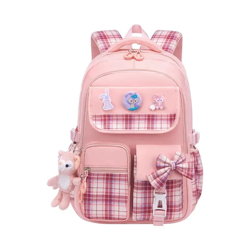 Large Capacity Bows Women's Kids Backpack Grade 3 Burden Reduction Primary School Student Schoolbag Grade 1-6 Girl Spine Protection Seaside-Montessori