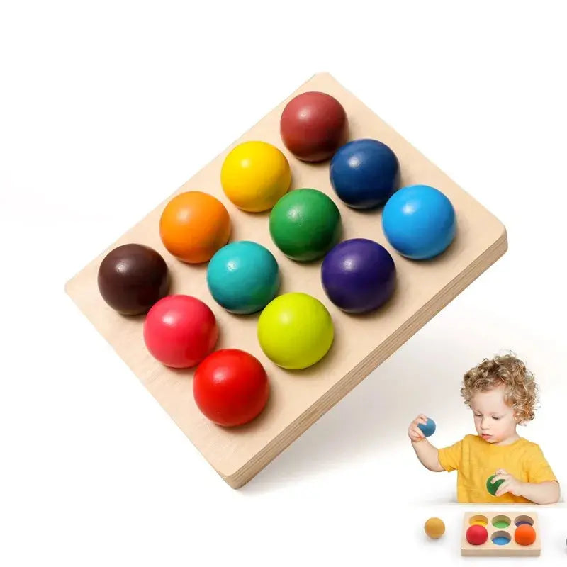 Rainbow Ball Matching Game Seaside-Montessori