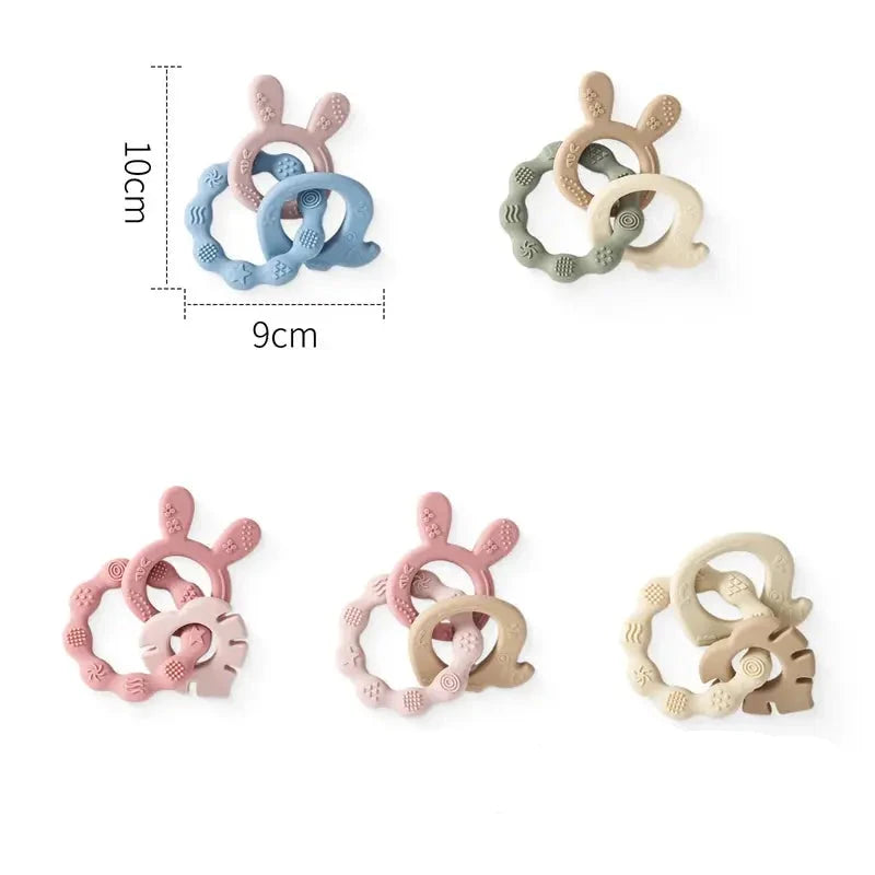 1Pcs Baby Silicone Teether Ring BPA Free Rattles Bracelet Food Grade Newborn Cute Octopus Shaped Health Care Teething Ring Toys Seaside-Montessori