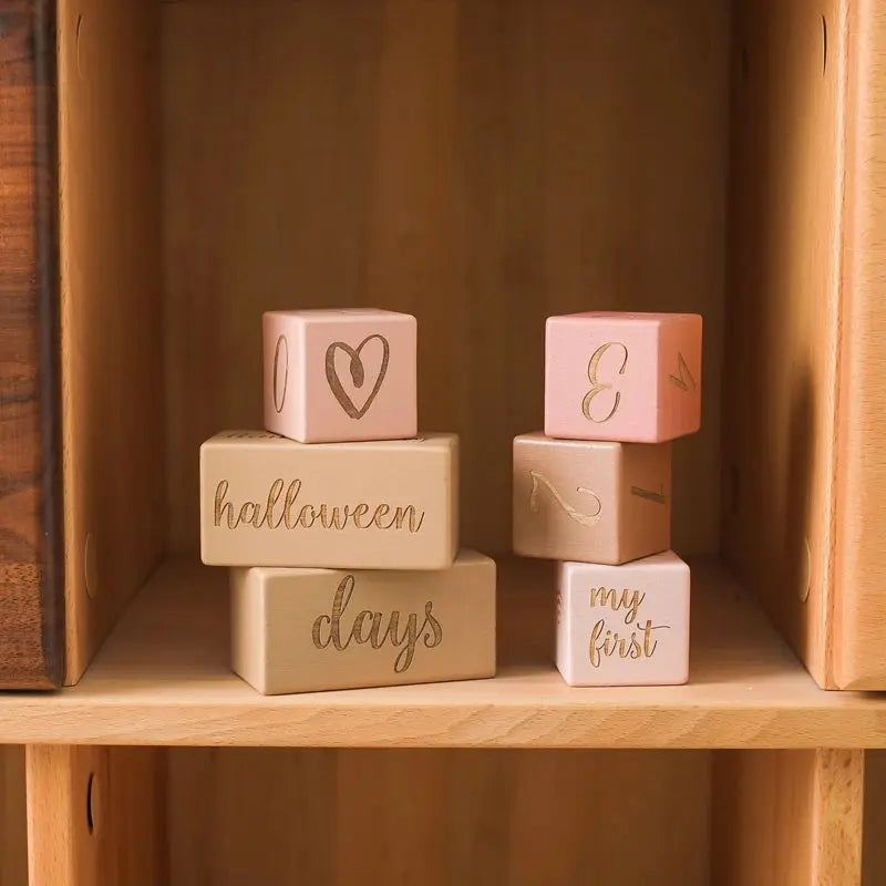 Wooden Baby Milestone Blocks - Seaside-Montessori