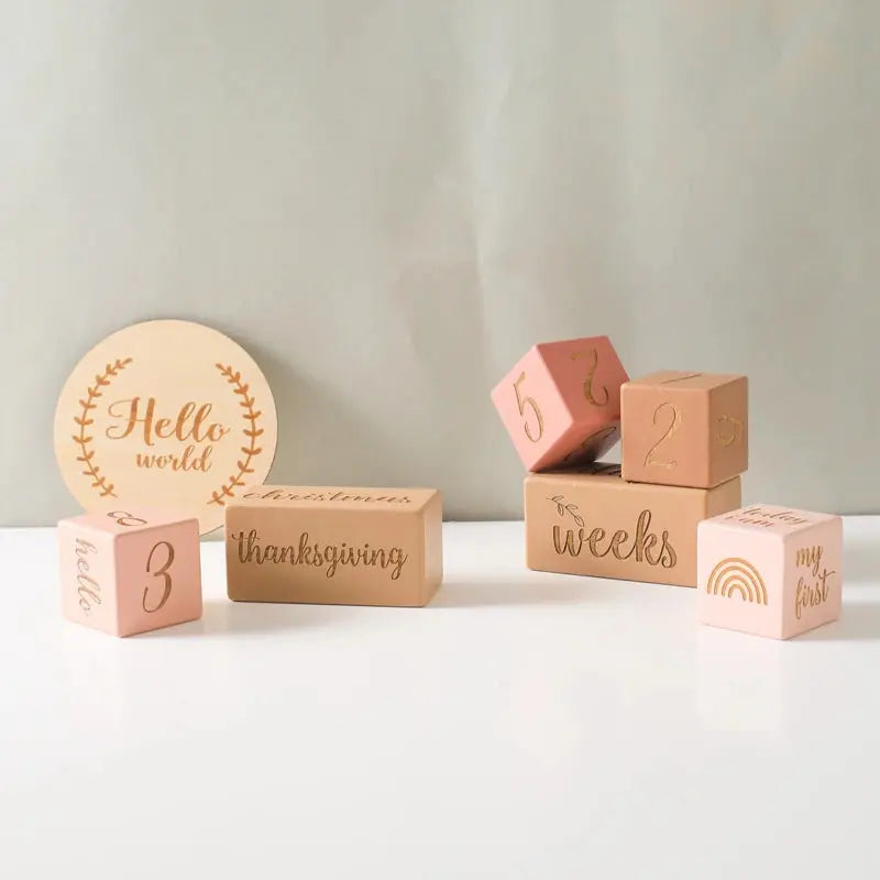 Wooden Baby Milestone Blocks - Seaside-Montessori