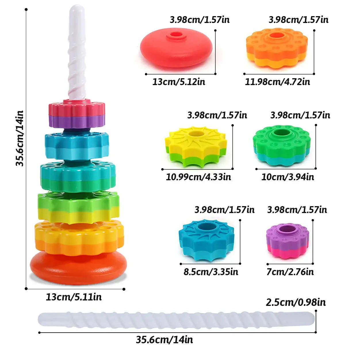 Montessori Rotating Rainbow Tower Seaside-Montessori