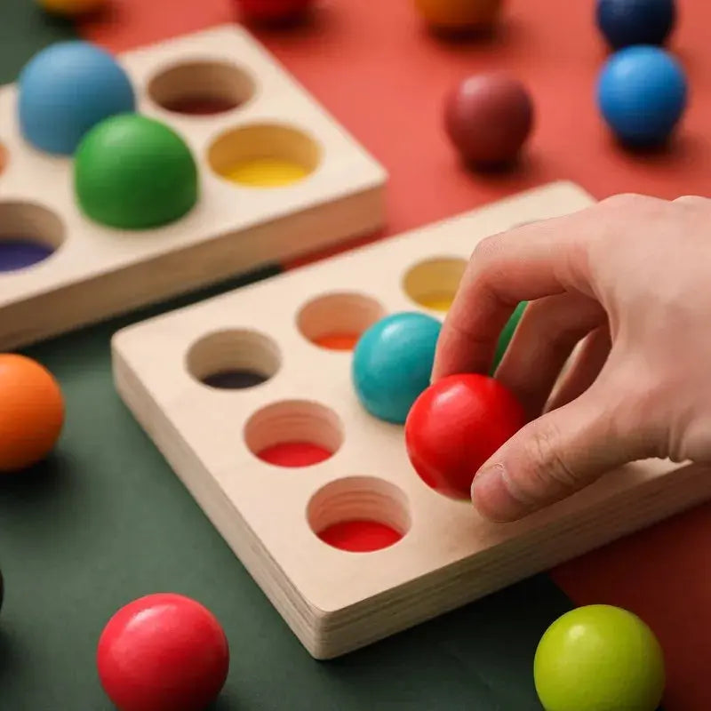 Rainbow Ball Matching Game Seaside-Montessori