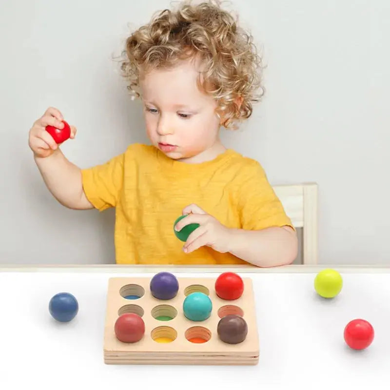 Rainbow Ball Matching Game Seaside-Montessori