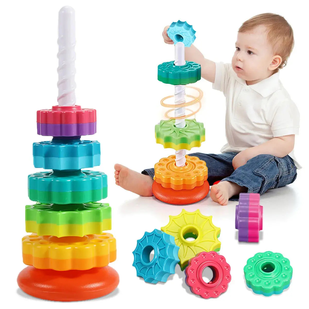 Montessori Rotating Rainbow Tower Seaside-Montessori