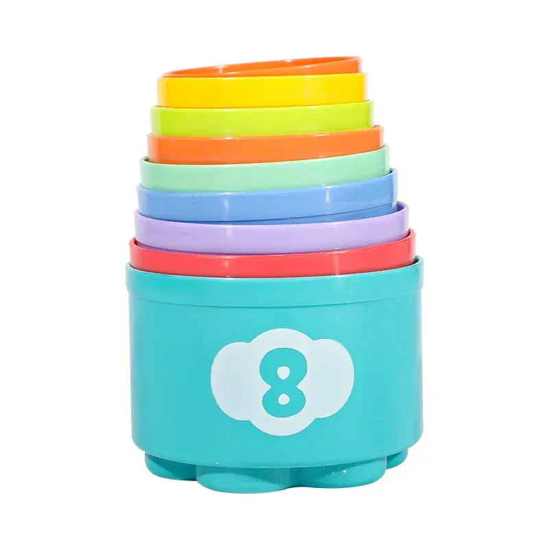 Count Stacking Cups - Colorful Baby Stacking Water Toys Set - Stackable Cups for Learning - Baby Bath Toys - Toddler Water Toys Seaside-Montessori