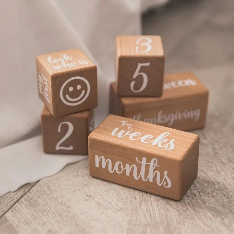 Wooden Baby Milestone Blocks - Seaside-Montessori