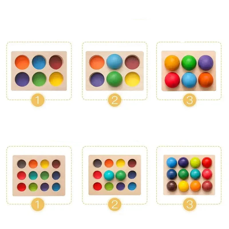 Rainbow Ball Matching Game Seaside-Montessori