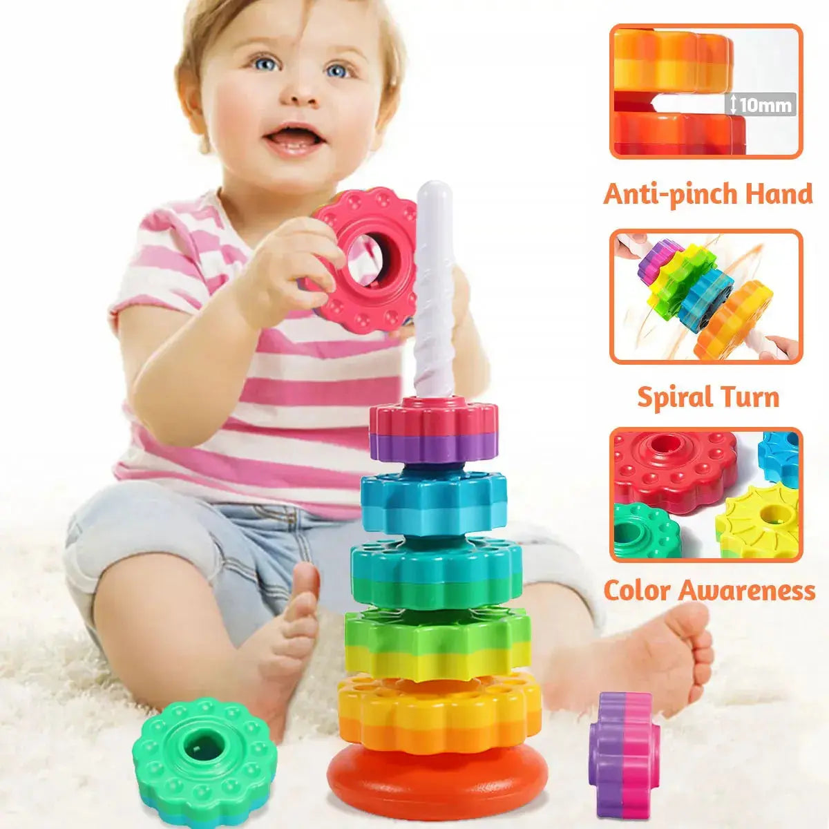 Montessori Rotating Rainbow Tower Seaside-Montessori