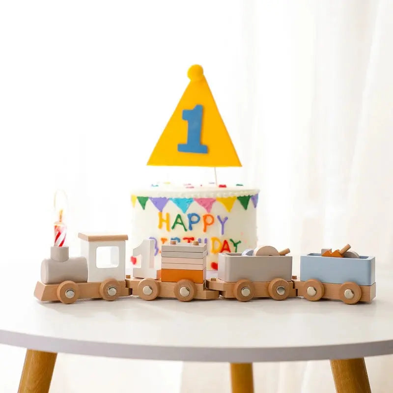 Wooden Train Birthday Toy  Montessori Toys Baby Educational Toys  Wooden Trolley  Baby Learning Toys  Number Of Wood Baby's Toys Seaside-Montessori