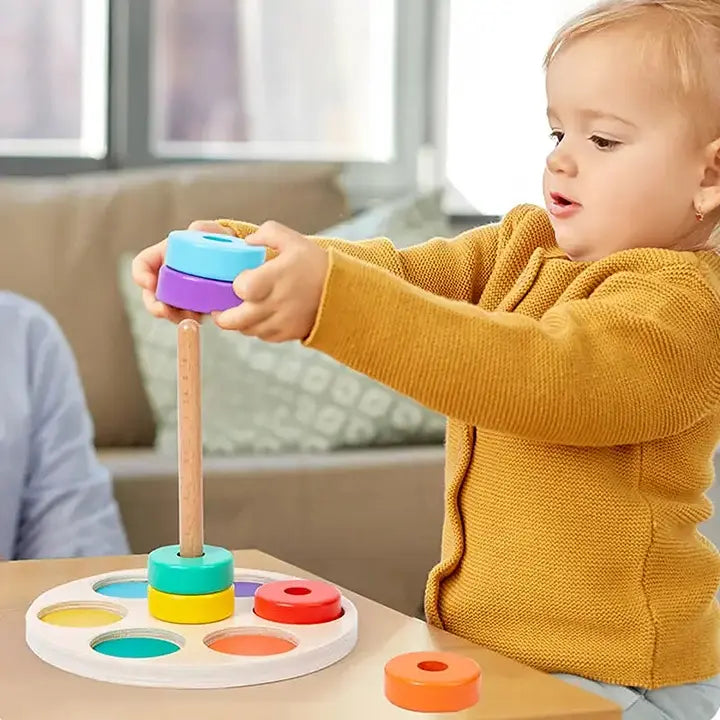 Baby Wooden Rainbow Stacking Toy Seaside-Montessori