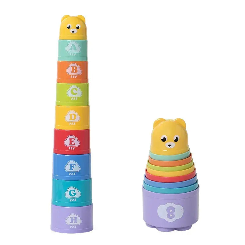 Count Stacking Cups - Colorful Baby Stacking Water Toys Set - Stackable Cups for Learning - Baby Bath Toys - Toddler Water Toys Seaside-Montessori