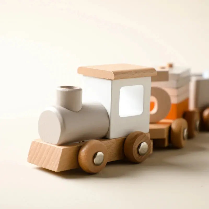 Wooden Train Birthday Toy  Montessori Toys Baby Educational Toys  Wooden Trolley  Baby Learning Toys  Number Of Wood Baby's Toys Seaside-Montessori