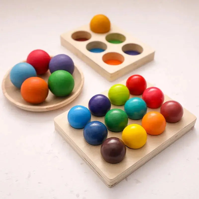 Rainbow Ball Matching Game Seaside-Montessori