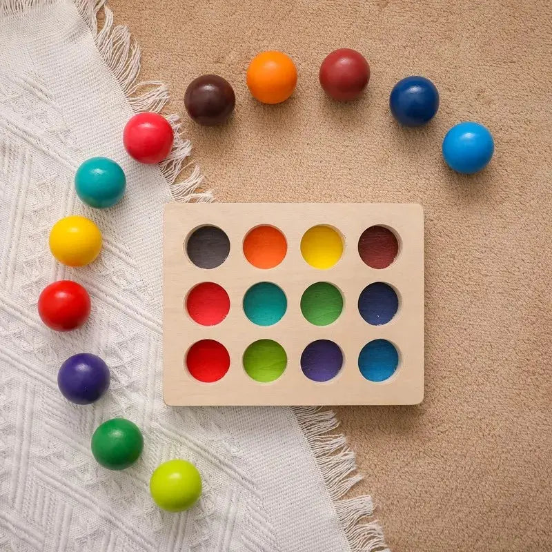 Rainbow Ball Matching Game Seaside-Montessori