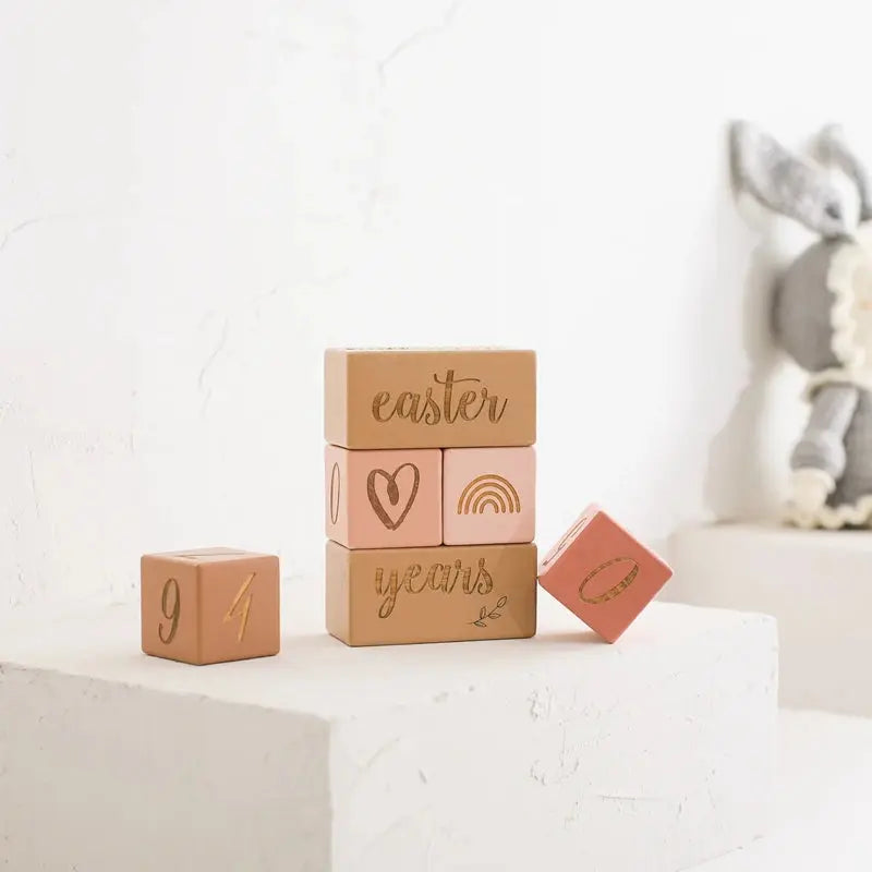 Wooden Baby Milestone Blocks - Seaside-Montessori