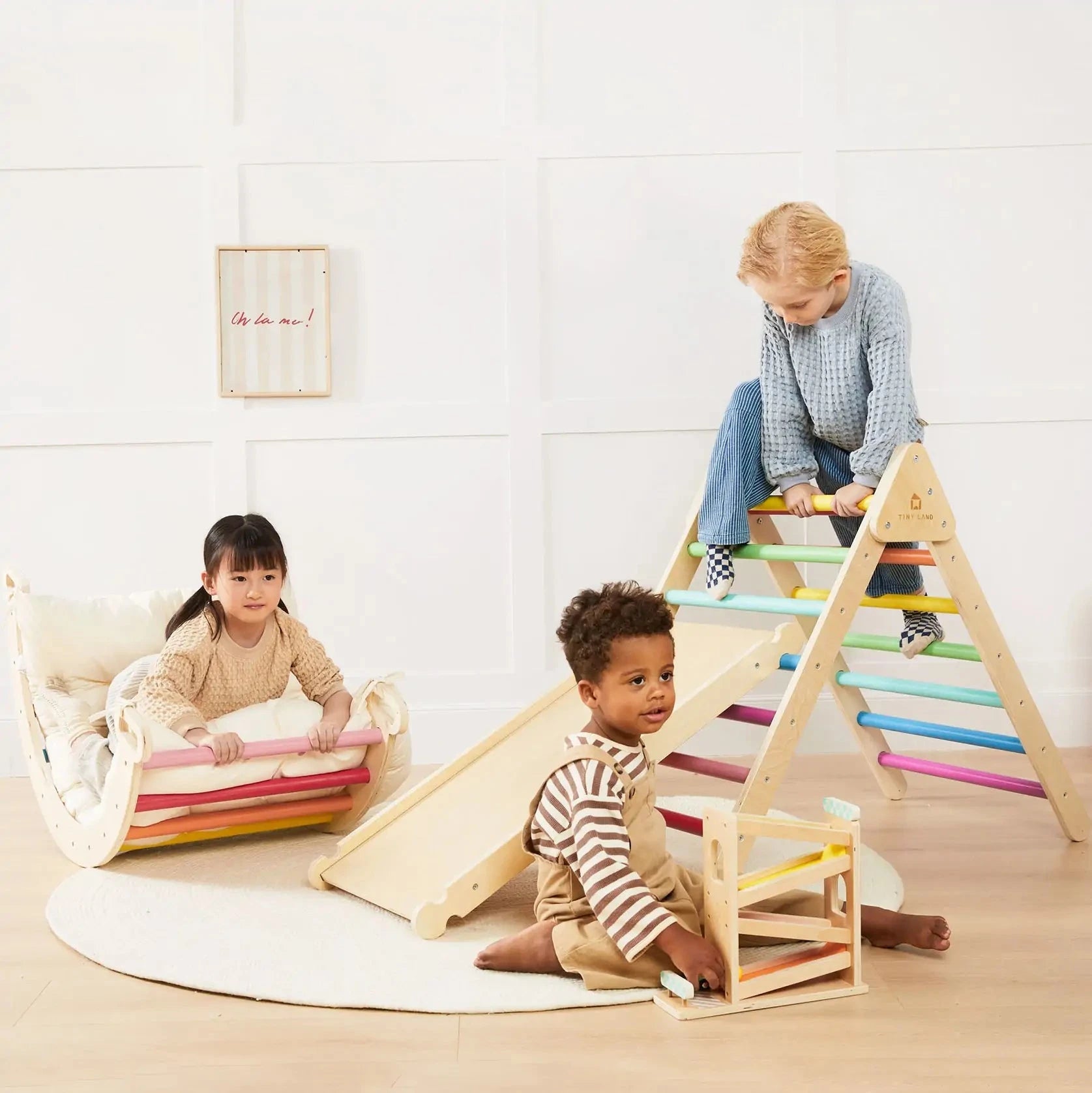 7-in-1 Rainbow Climbing Set with Play Pad Tiny Land