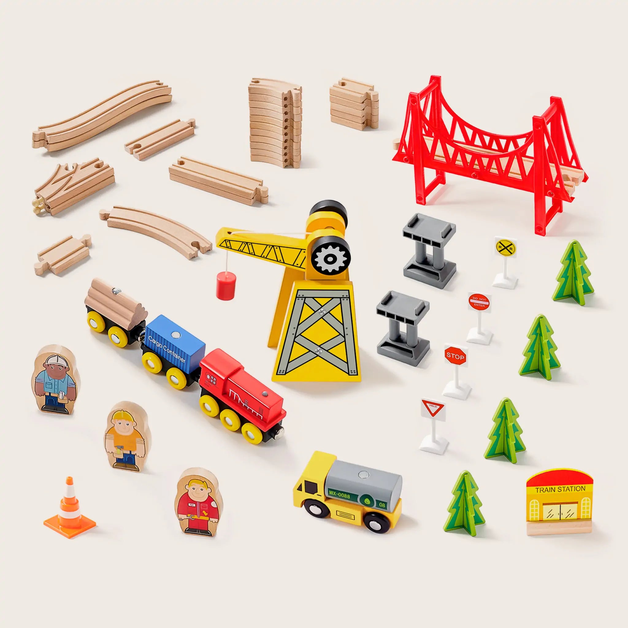 Tiny Land® Wooden Train Set for Children 